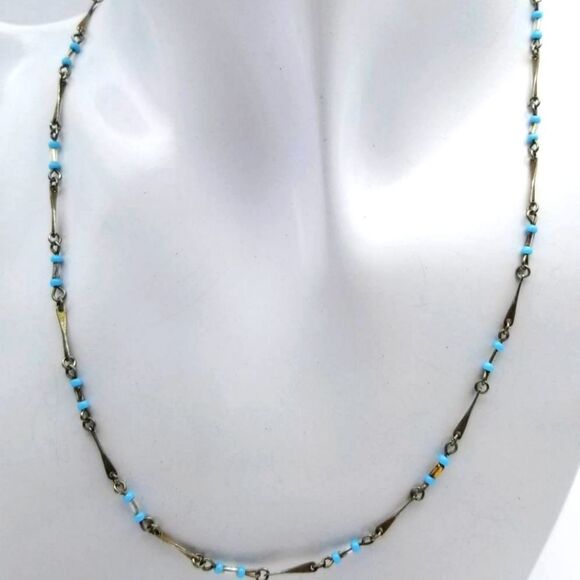 Harmony in chains sky blue detailing‎ necklace - Picture 1 of 2